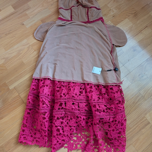 Fuchsia Crochet Lace Maxi Dress Size M - Picture 8 of 11